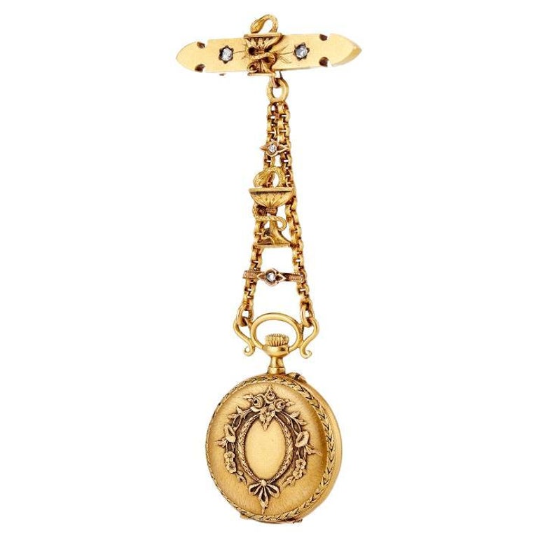 Antique 18k French Pocket Watch with Bowl of Hygieia For Sale at 1stDibs