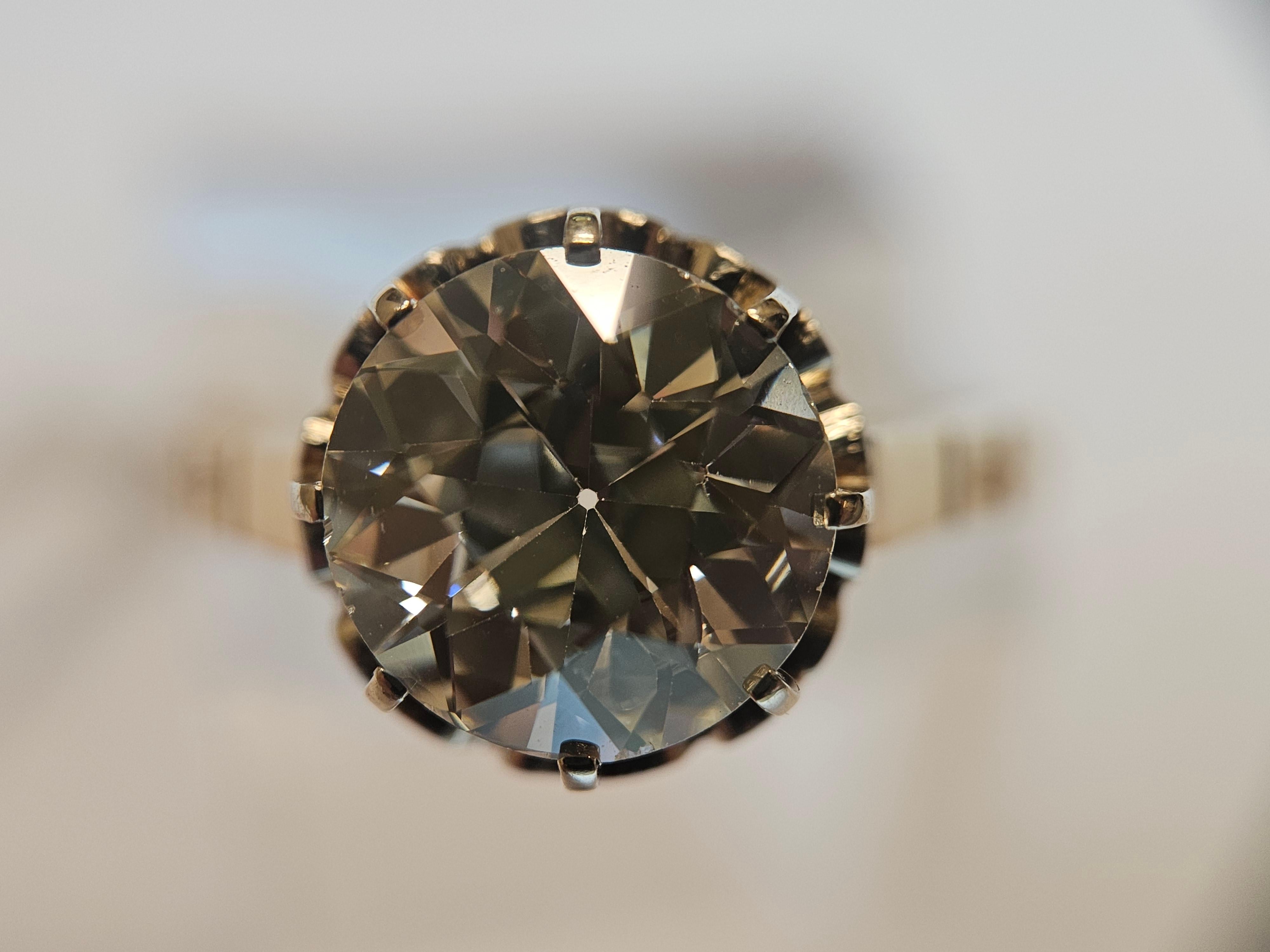 da uomo o donna Anello antico in oro 18k con diamante vecchio taglio europeo da 2,2 carati in vendita