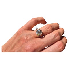 Anello antico in oro 18k con diamante vecchio taglio europeo da 2,2 carati