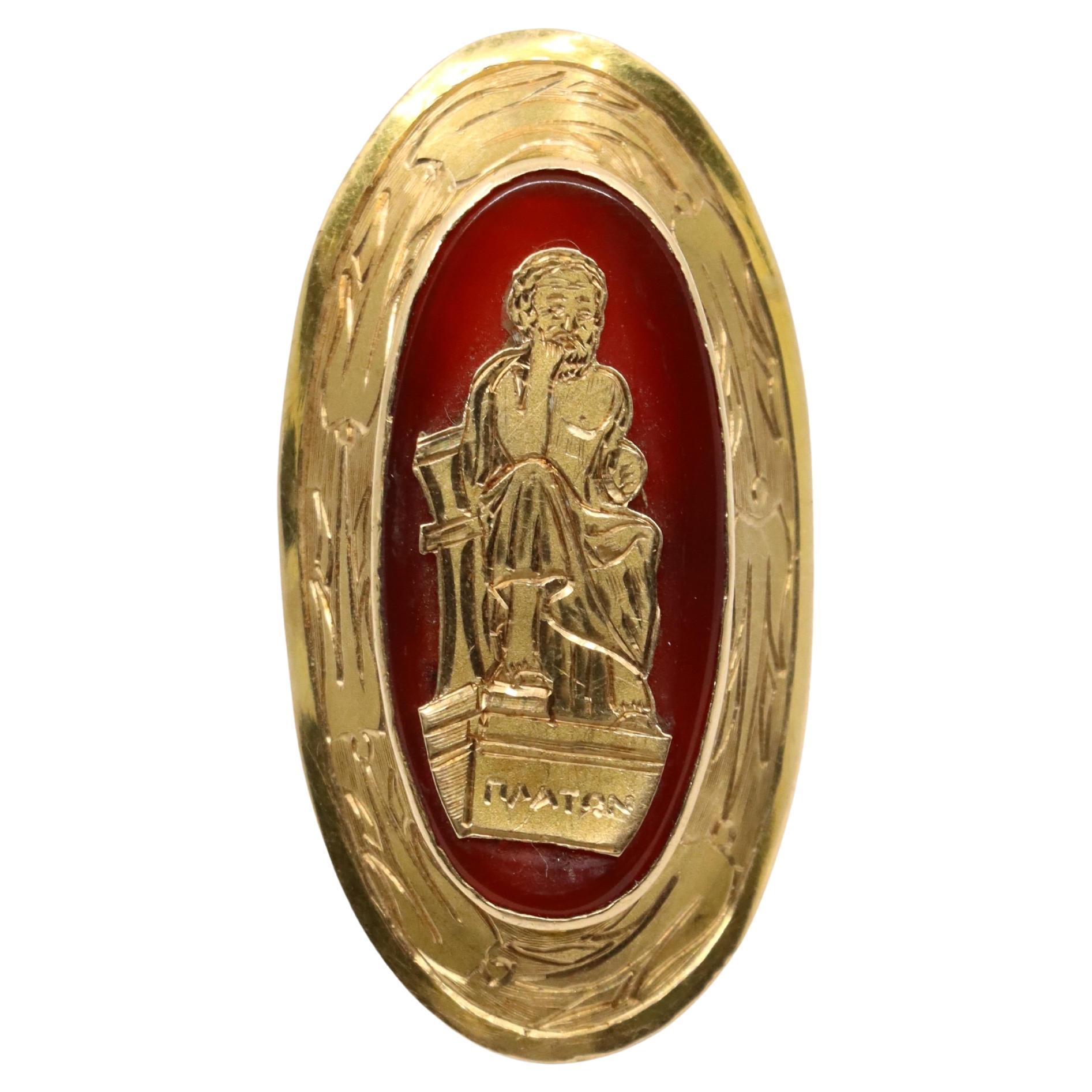 Antique 18K Gold Agate Ring