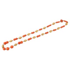 Antique 18k Gold and Corallium Rubrum Necklace