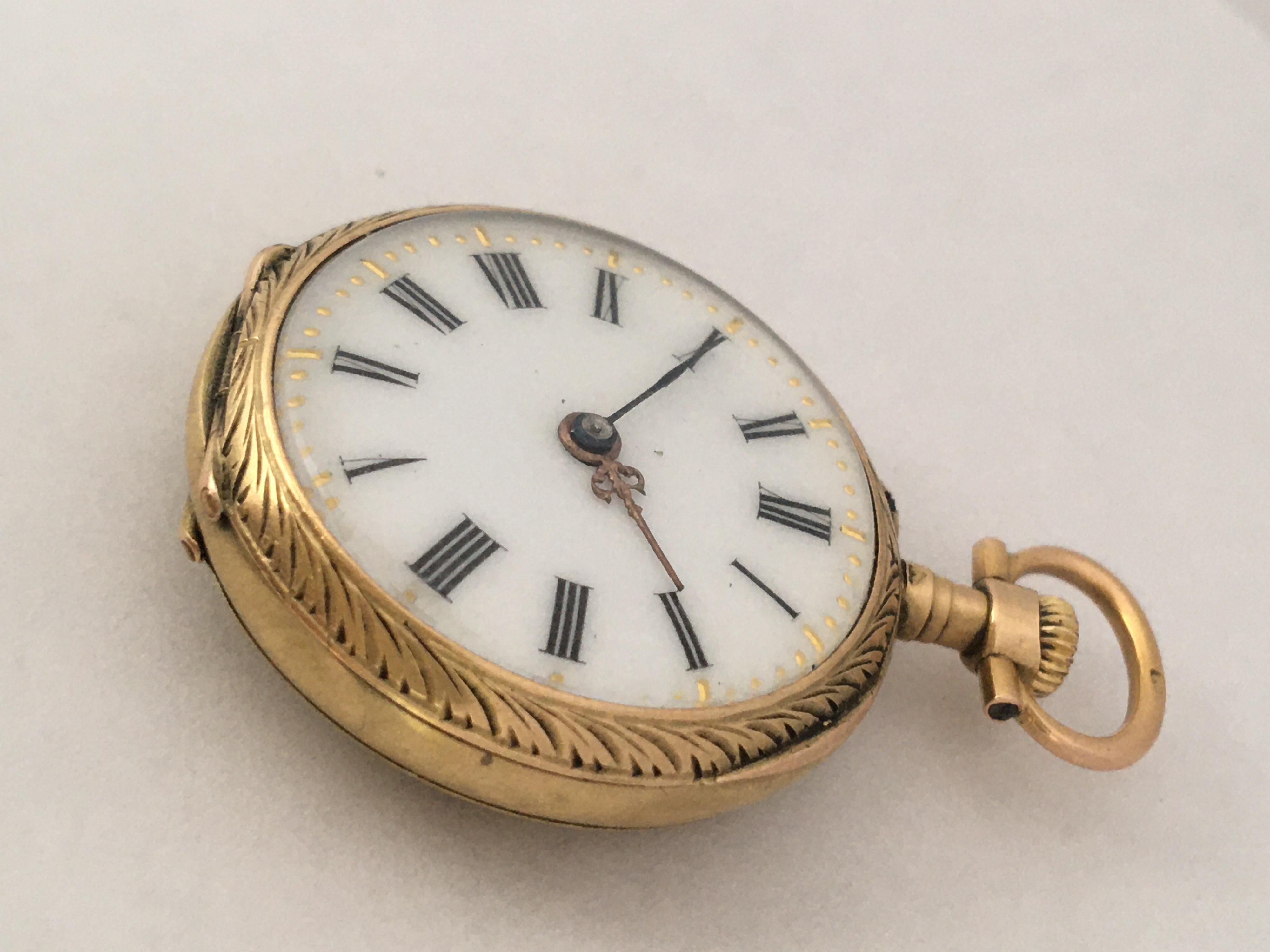 18 Karat Gold and Diamonds with Touched of Purple Enamel Fob / Pocket Watch For Sale 5