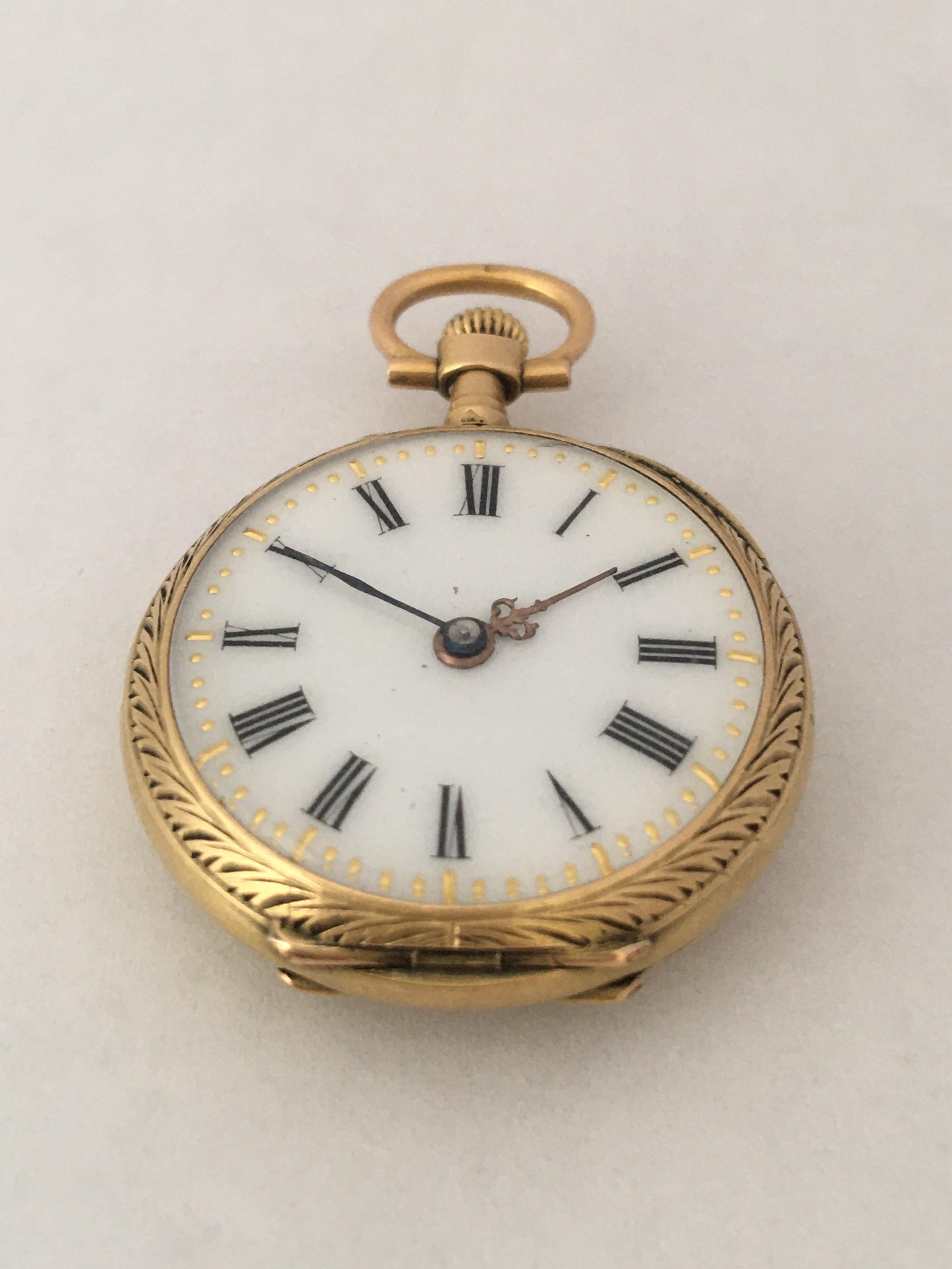 18 Karat Gold and Diamonds with Touched of Purple Enamel Fob / Pocket Watch For Sale 6