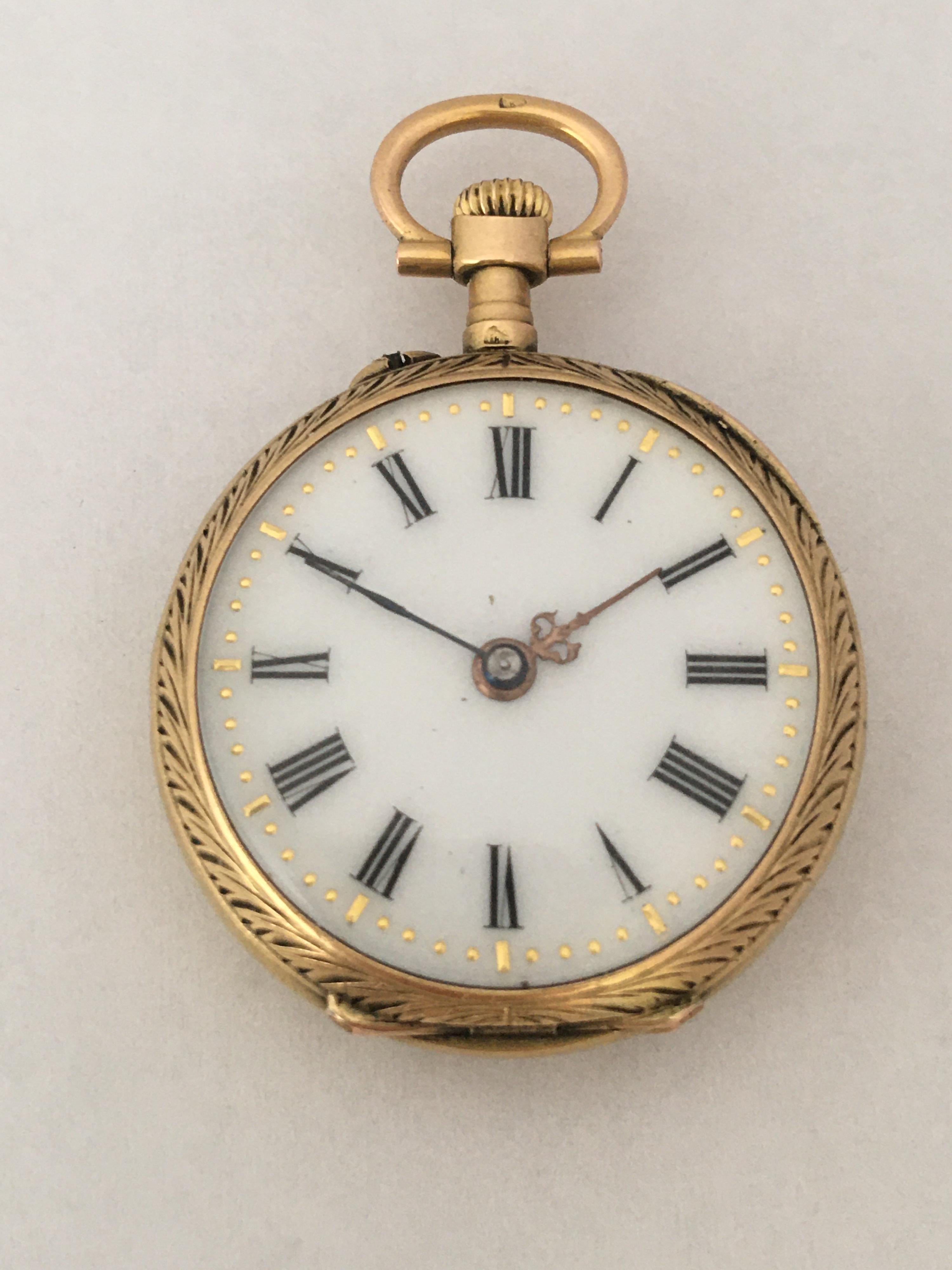 This beautiful antique hand-winding pin set fob / pendant pocket watch is in good working condition and it is recently been serviced and runs well. Visible signs of ageing and wear with tiny light scratches on the glass and on the watch case as