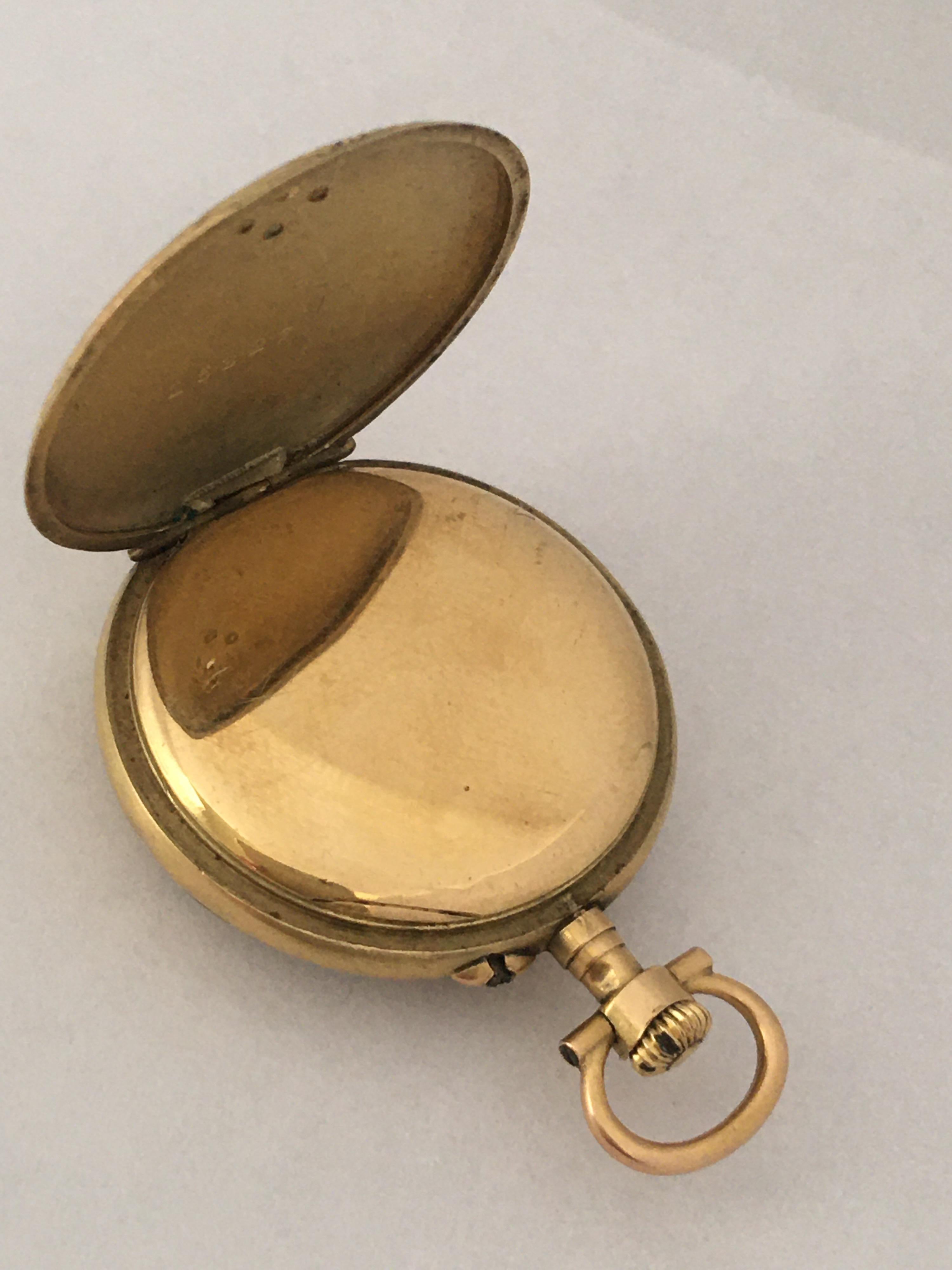 18 Karat Gold and Diamonds with Touched of Purple Enamel Fob / Pocket Watch In Good Condition For Sale In Carlisle, GB