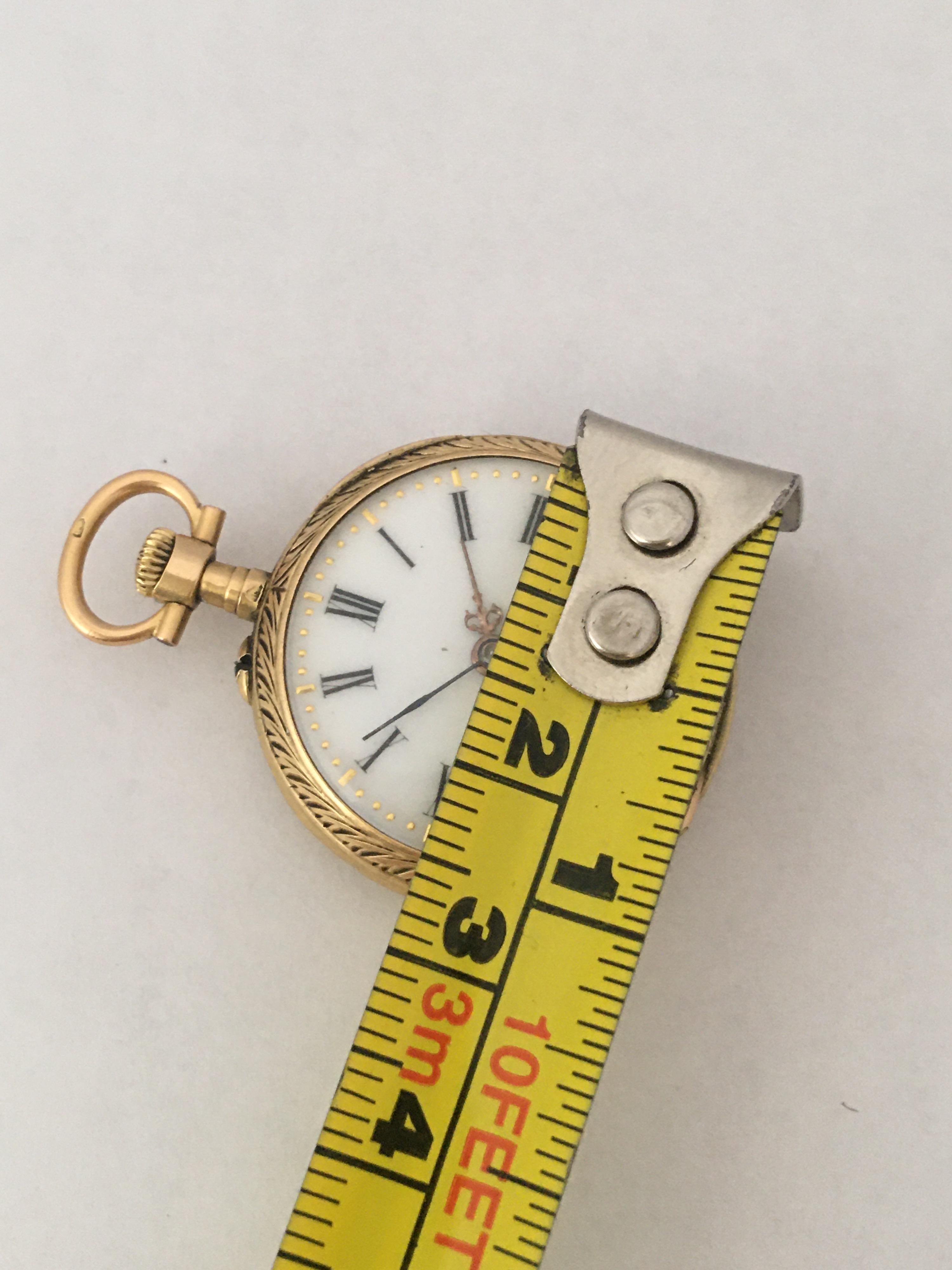 18 Karat Gold and Diamonds with Touched of Purple Enamel Fob / Pocket Watch For Sale 3