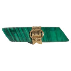 Antique 18k Gold and Malachite Brooch by Jakob Engelberth Torsk Made Year 1895