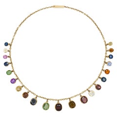 Antique 18K Gold and Multi-Colored Gemset Necklace, Circa 1880