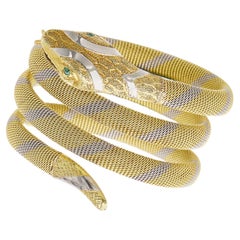 Antique 18K Gold and Platinum Snake Bracelet