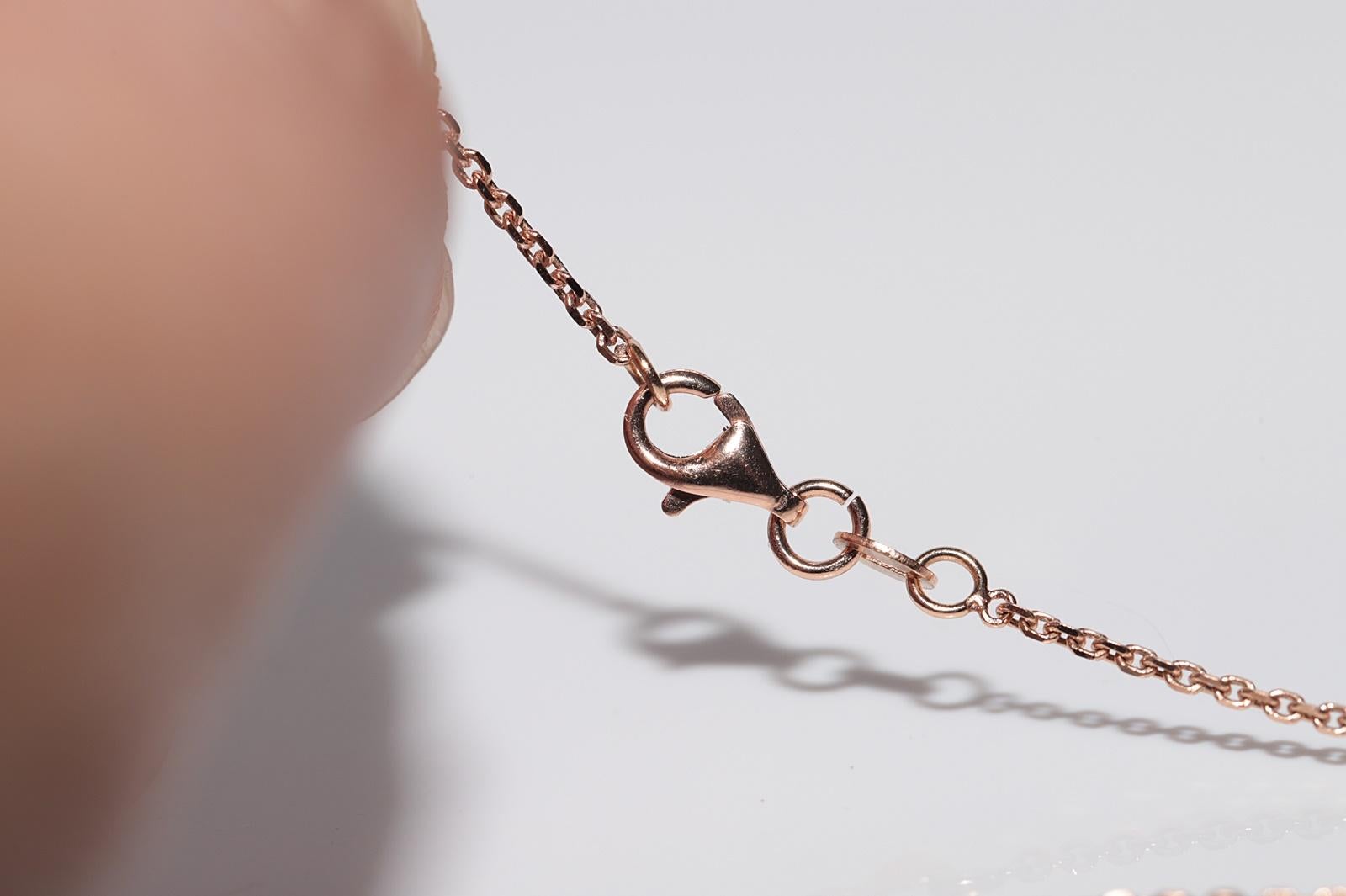 Collier pendentif ancien en or 18 carats et argent avec diamants naturels taille rose en vente 9