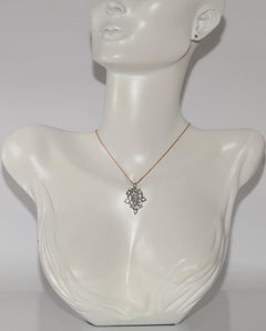Antique 18k Gold And Silver Natural Rose Cut Diamond Pendant Necklace