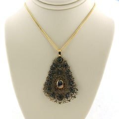 Collar antiguo de oro y plata de 18 quilates con diamantes talla rosa, 1880