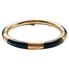 Bracelet ancien en or 14K avec onyx noir sculpté