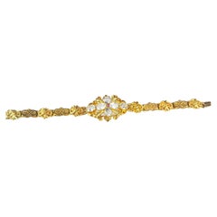 Antique 18k gold Aquamarine and Ruby bracelet, Fancy link, Victorian 