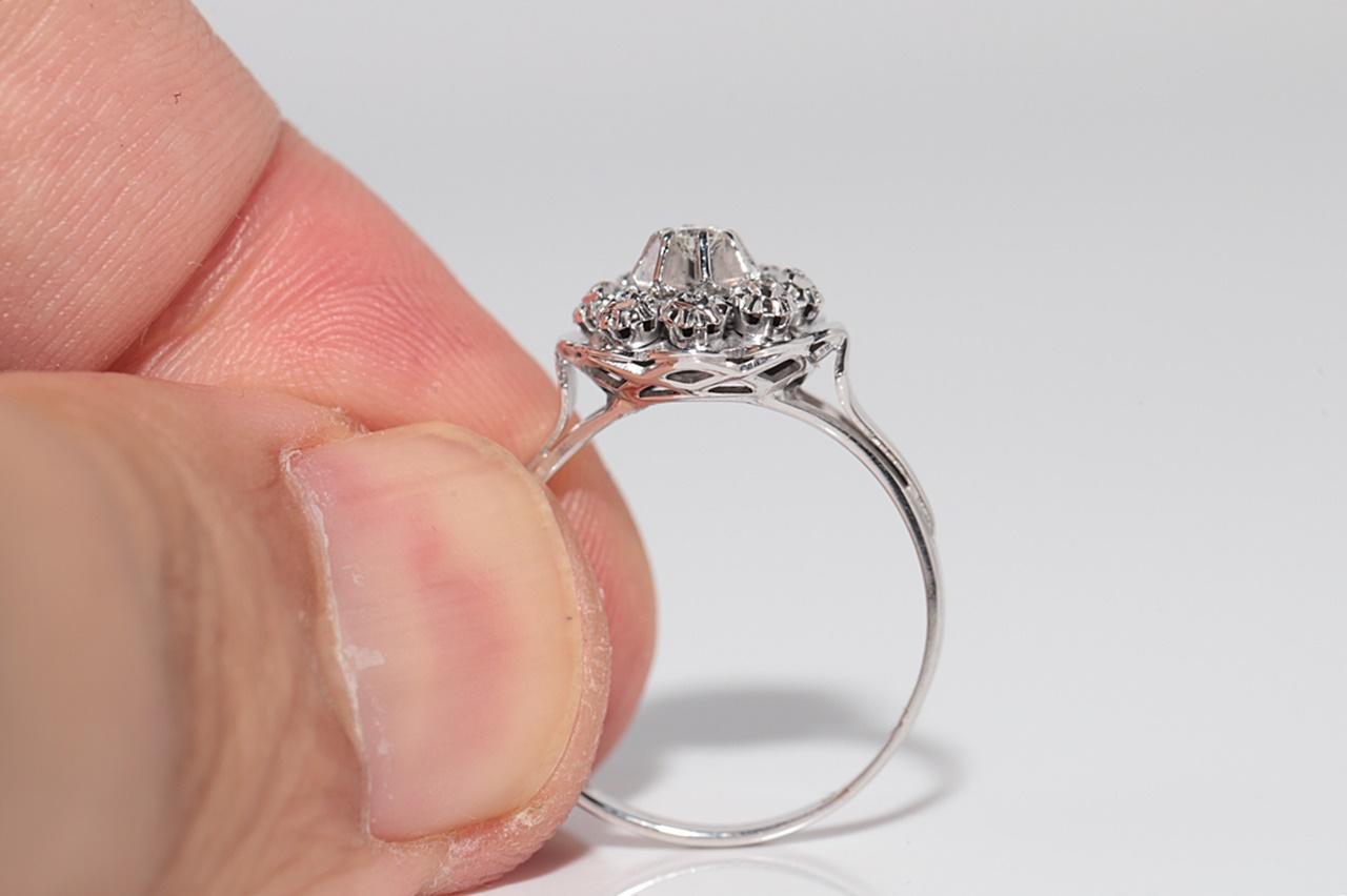 Bague ancienne en or 18k Art Deco Or 18k Diamant Naturel Décoré Design/One en vente 4