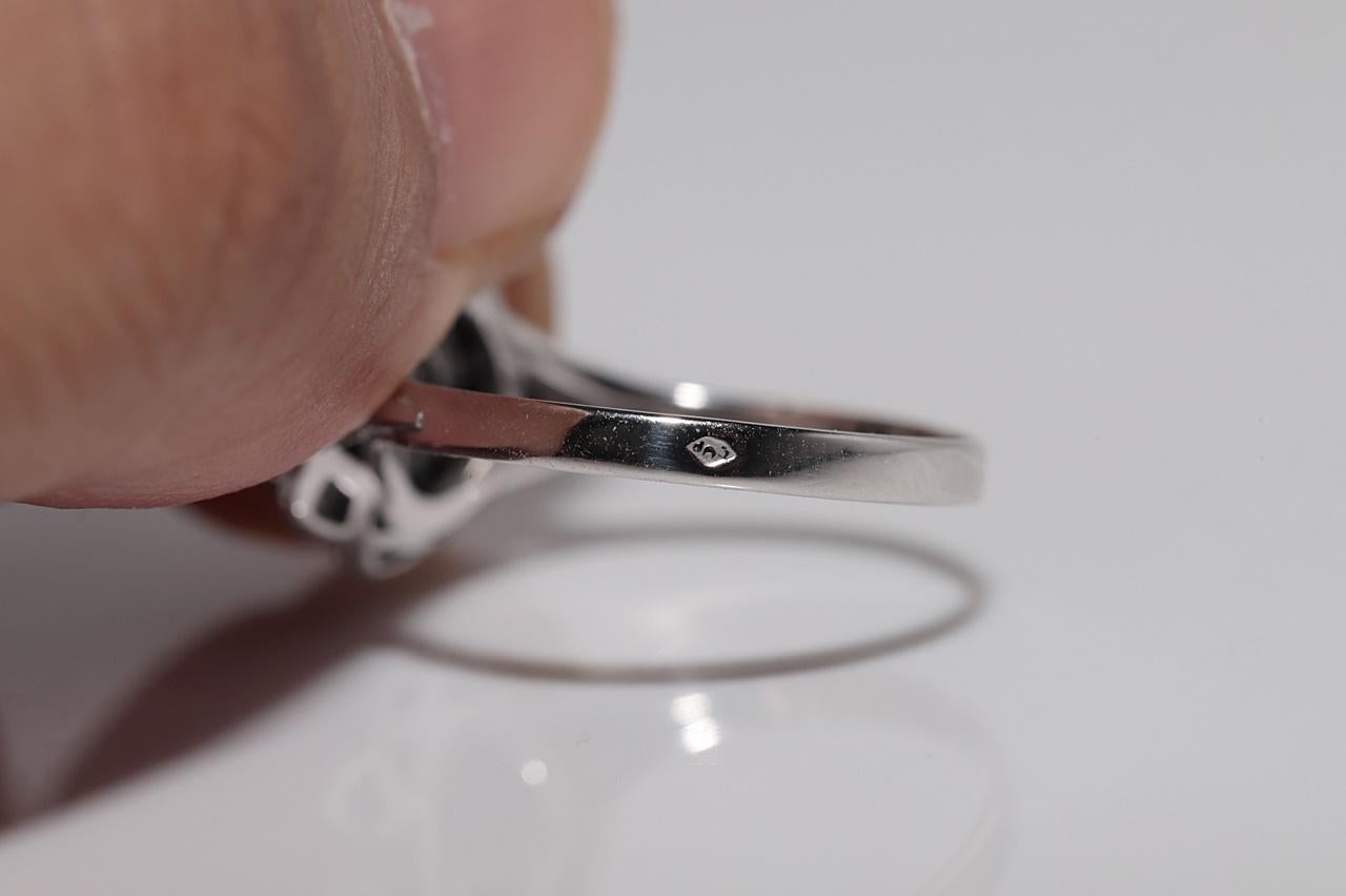 Bague ancienne en or 18k Art Deco Or 18k Diamant Naturel Décoré Design/One en vente 7