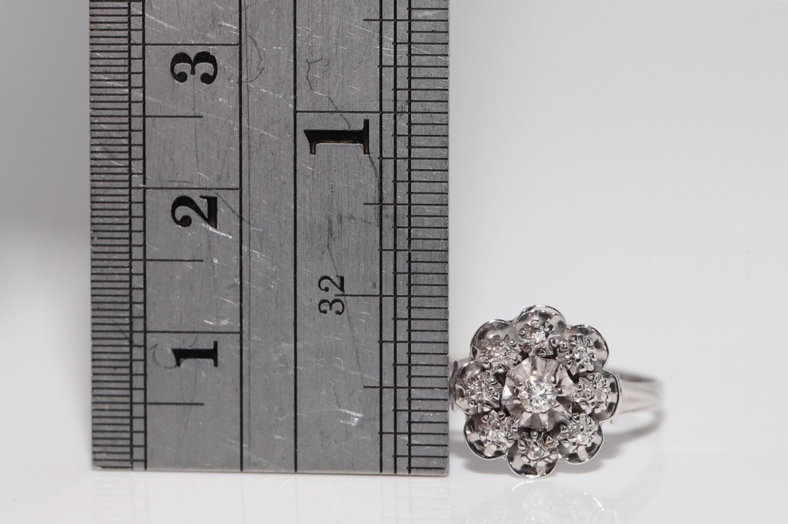 Bague ancienne en or 18k Art Deco Or 18k Diamant Naturel Décoré Design/One en vente 8