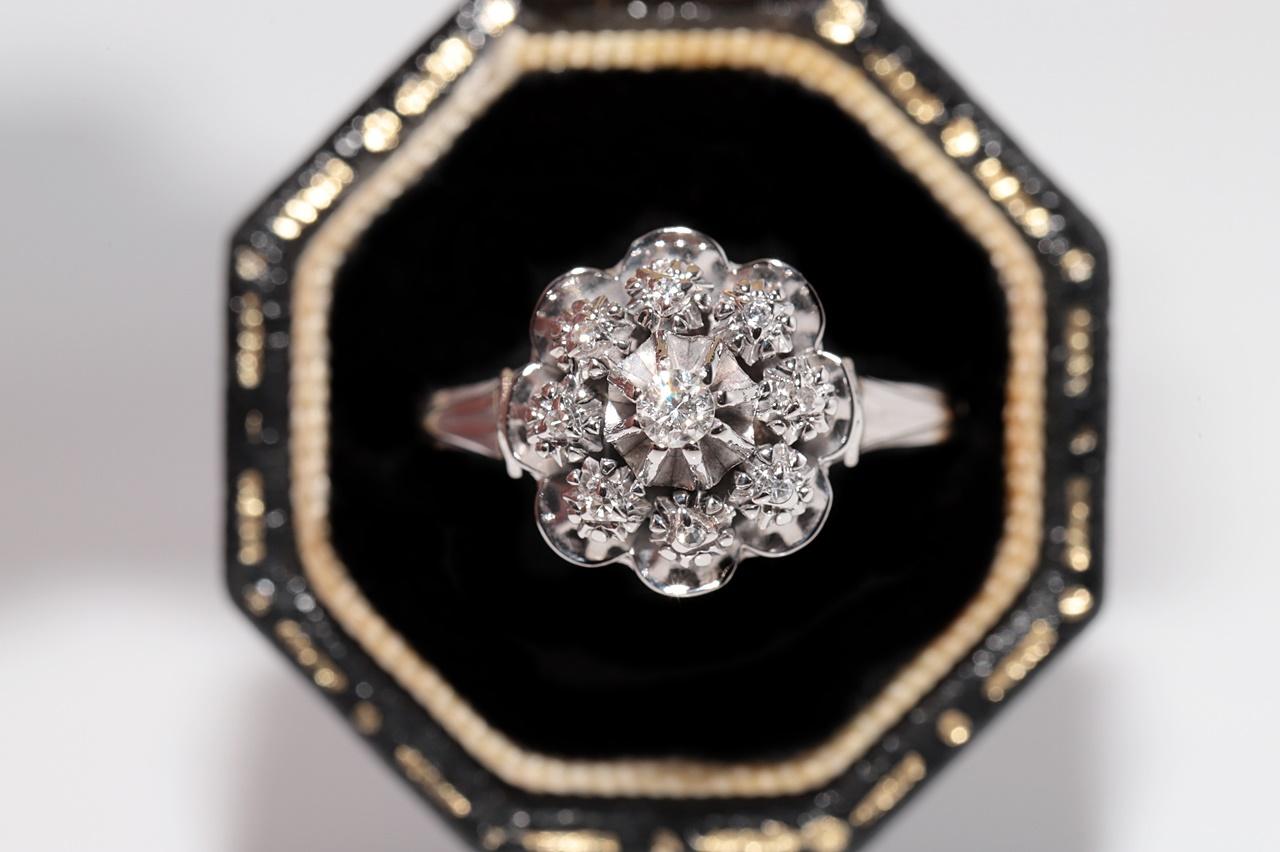 Women's Antique 18k Gold Art Deco 18k Gold Natural Diamond Decorated Round Design Ring For Sale