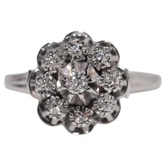 Anillo Antiguo de Oro 18k Art Decó de Oro 18k Diamante Natural Decorado de Diseño Redondo