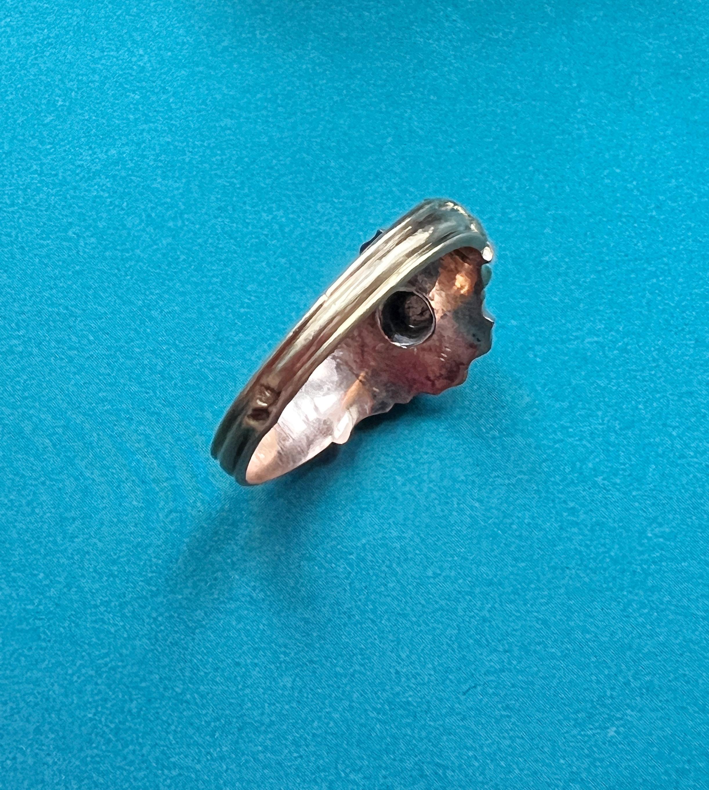 Antique 18k Gold Blue Enamel Diamond Signet Ring In Good Condition In Versailles, FR