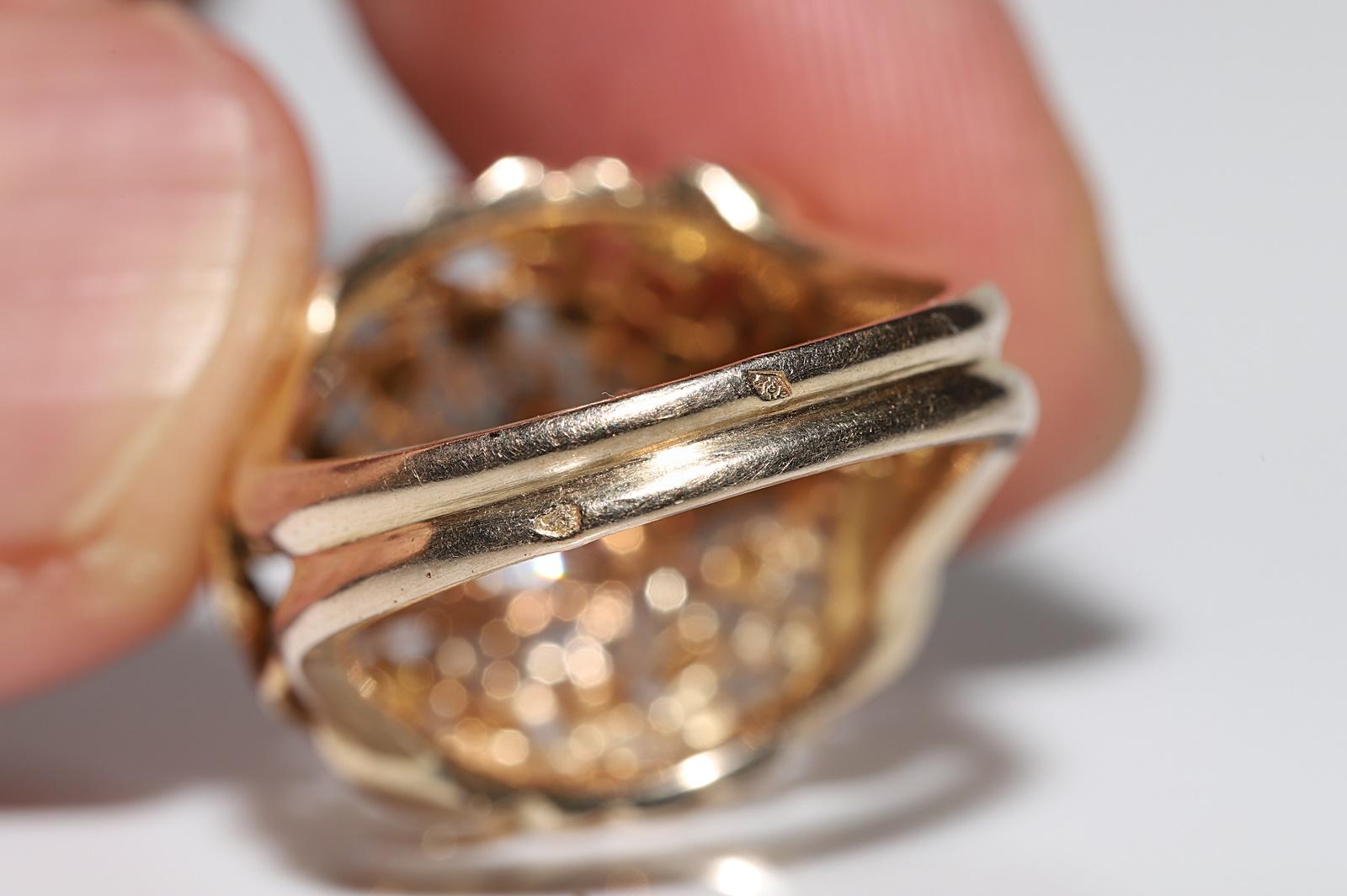 Antique 18k Gold Circa 1900s Natural Diamond Decorated Pretty Ring For Sale 6