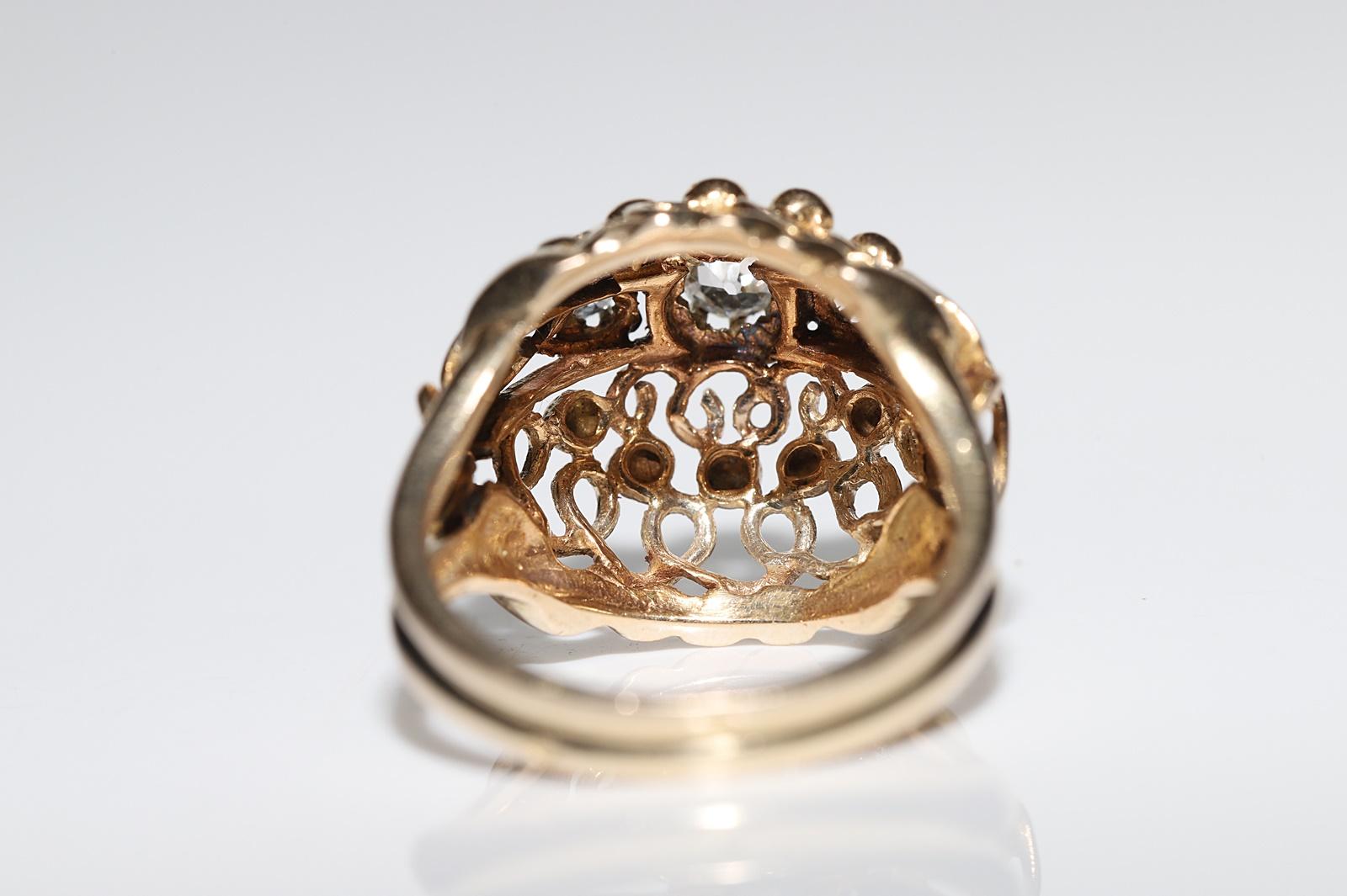 Antique 18k Gold Circa 1900s Natural Diamond Decorated Pretty Ring For Sale 7