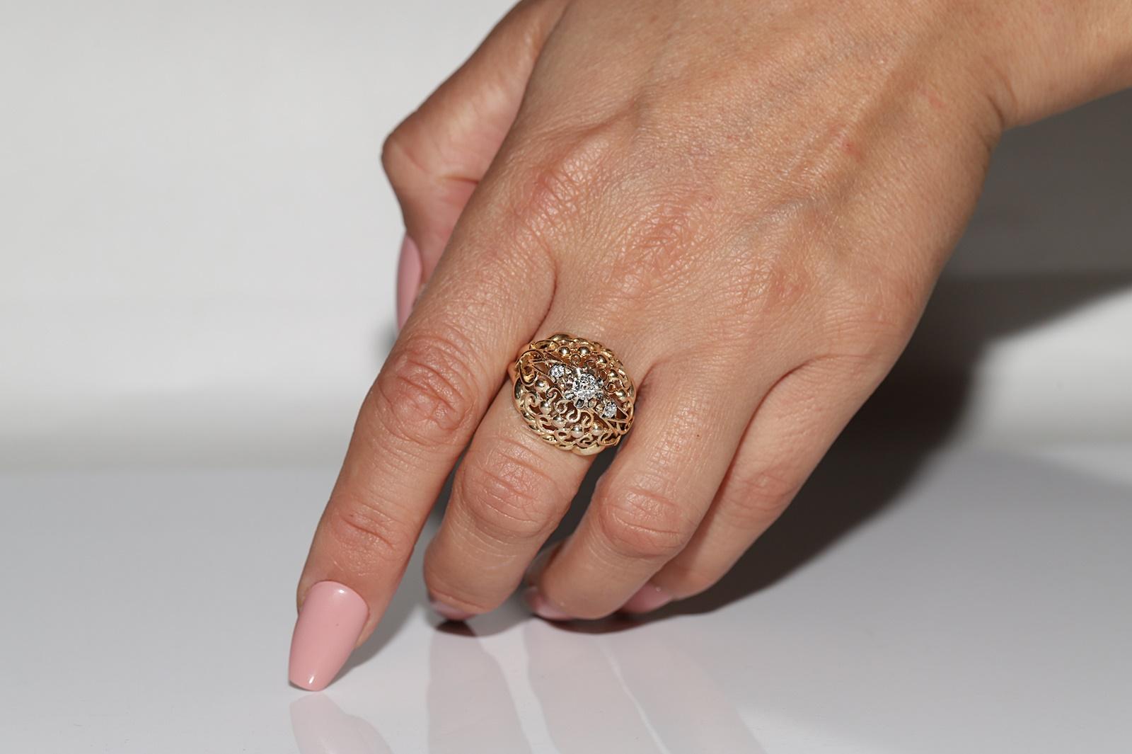 Antique 18k Gold Circa 1900s Natural Diamond Decorated Pretty Ring For Sale 10