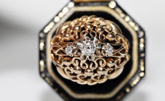 Antique 18k Gold Circa 1900s Natural Diamond Decorated Pretty Ring
