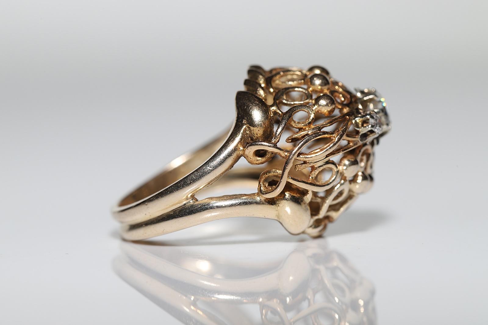Women's Antique 18k Gold Circa 1900s Natural Diamond Decorated Pretty Ring For Sale