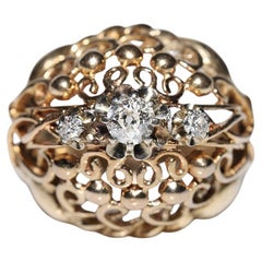 Antique 18k Gold Circa 1900s Natural Diamond Decorated Pretty Ring 