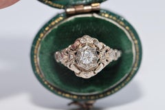 Antique 18k Gold Circa 1910s Art Nouveau Natural Diamond Solitaire Ring
