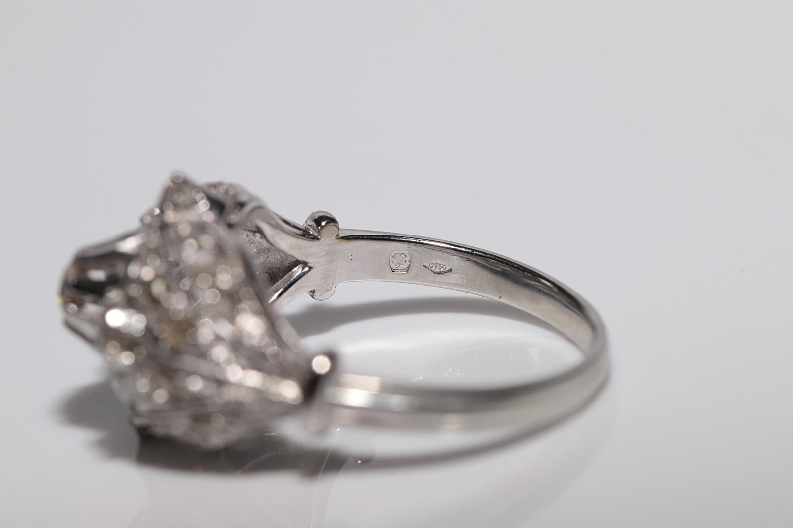 Anello antico in oro 18k, circa 1920, Art Decor, fatto a mano e con diamanti naturali in vendita 11