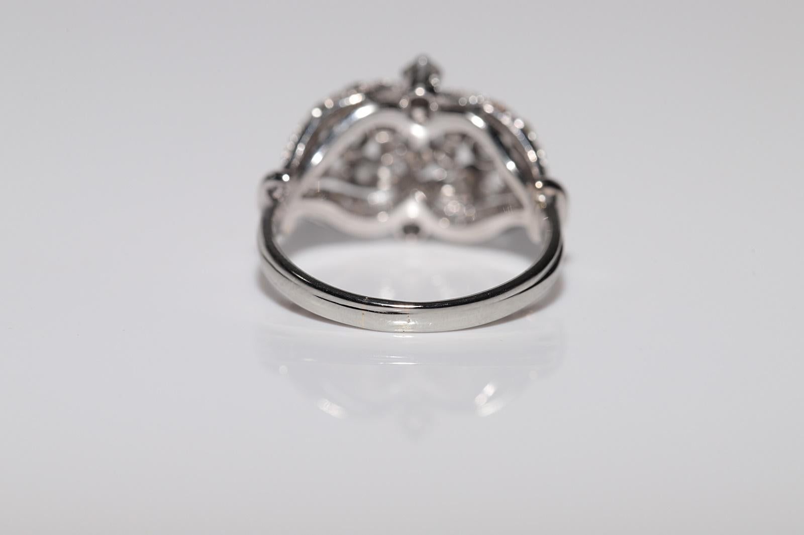 Anello antico in oro 18k, circa 1920, Art Decor, fatto a mano e con diamanti naturali in vendita 3