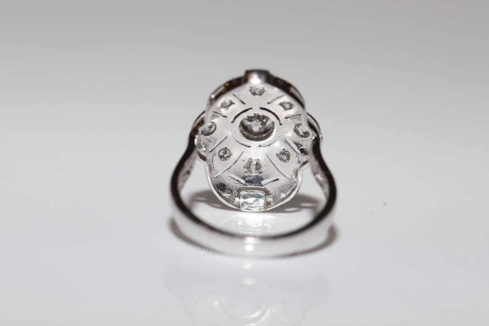 Antique 18k Gold Circa 1930s Art Deco Natural Diamond Decorated Navette Ring For Sale 6