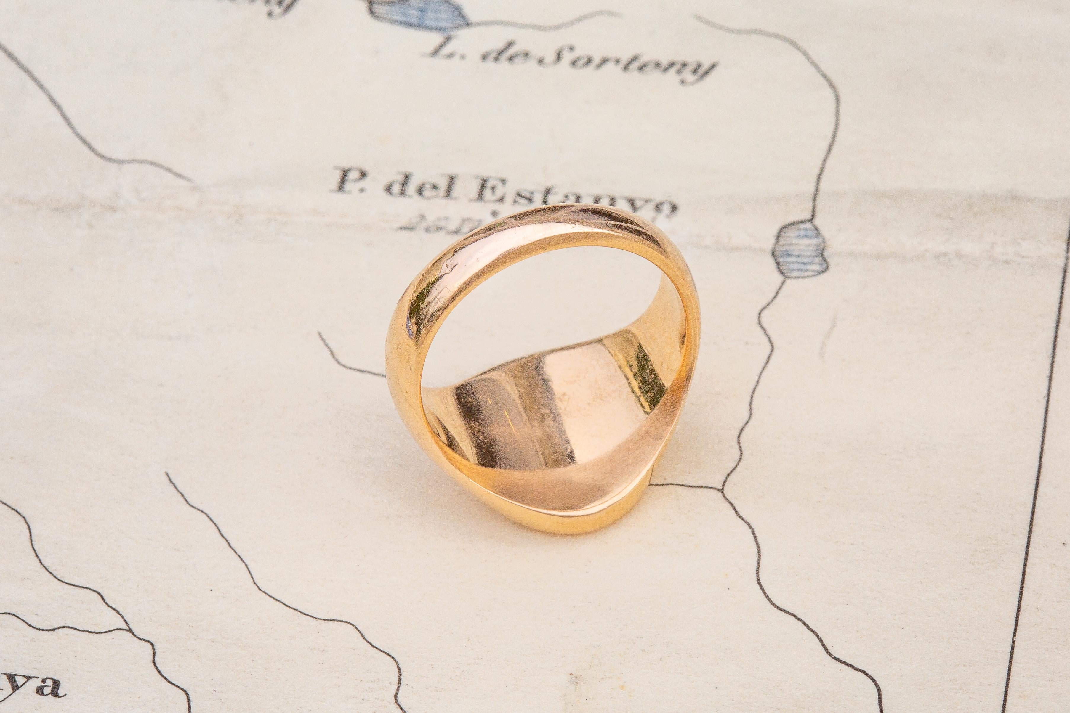 Bague chevalière ancienne en or 18k avec armoiries, polonaise, Europe de l'Est 2