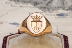 Antique 18k Gold Coat of Arms Chevalière Signet Ring Polish Eastern European