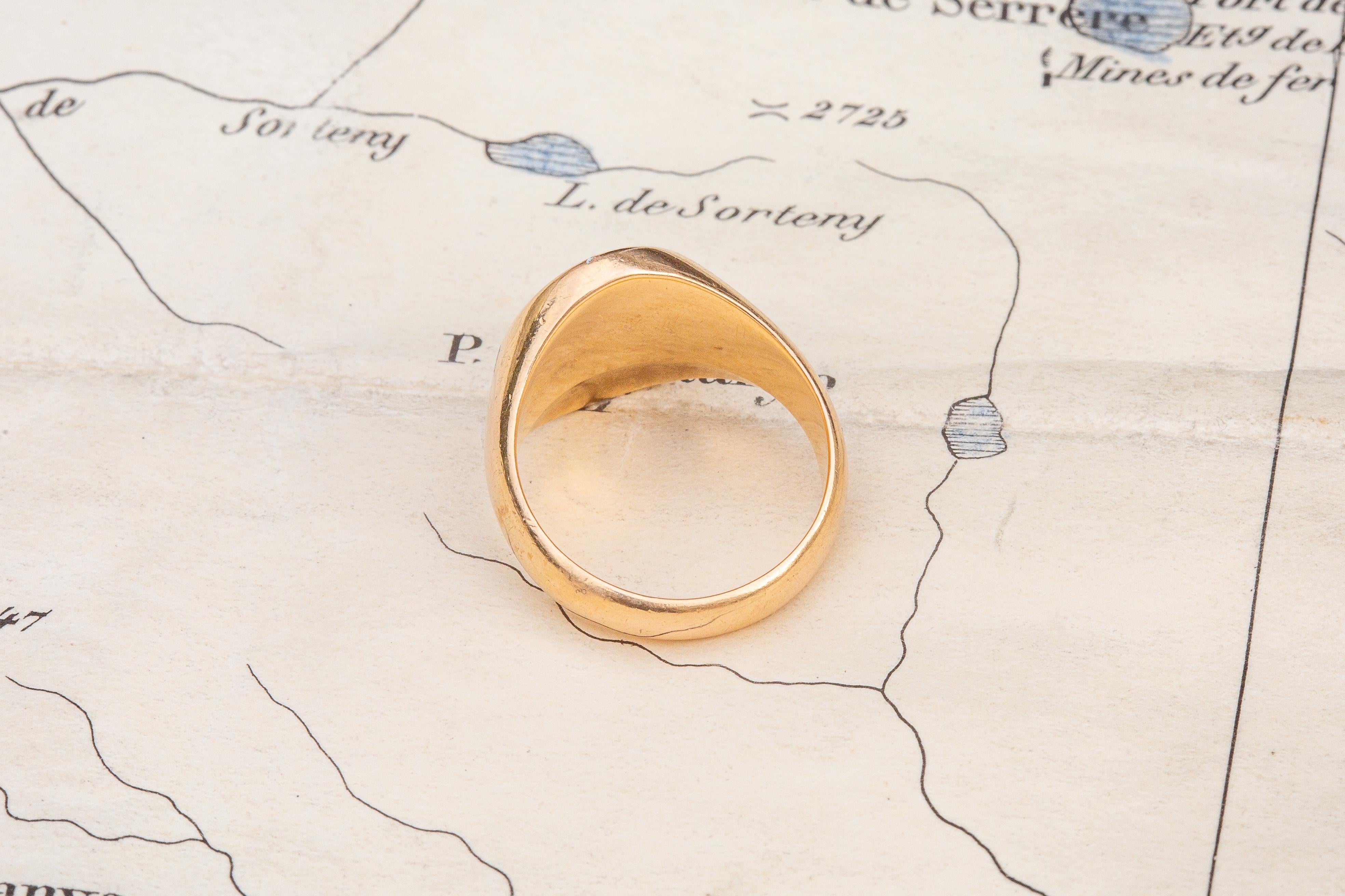 Bague chevalière ancienne en or 18k avec armoiries, polonaise, Europe de l'Est 1