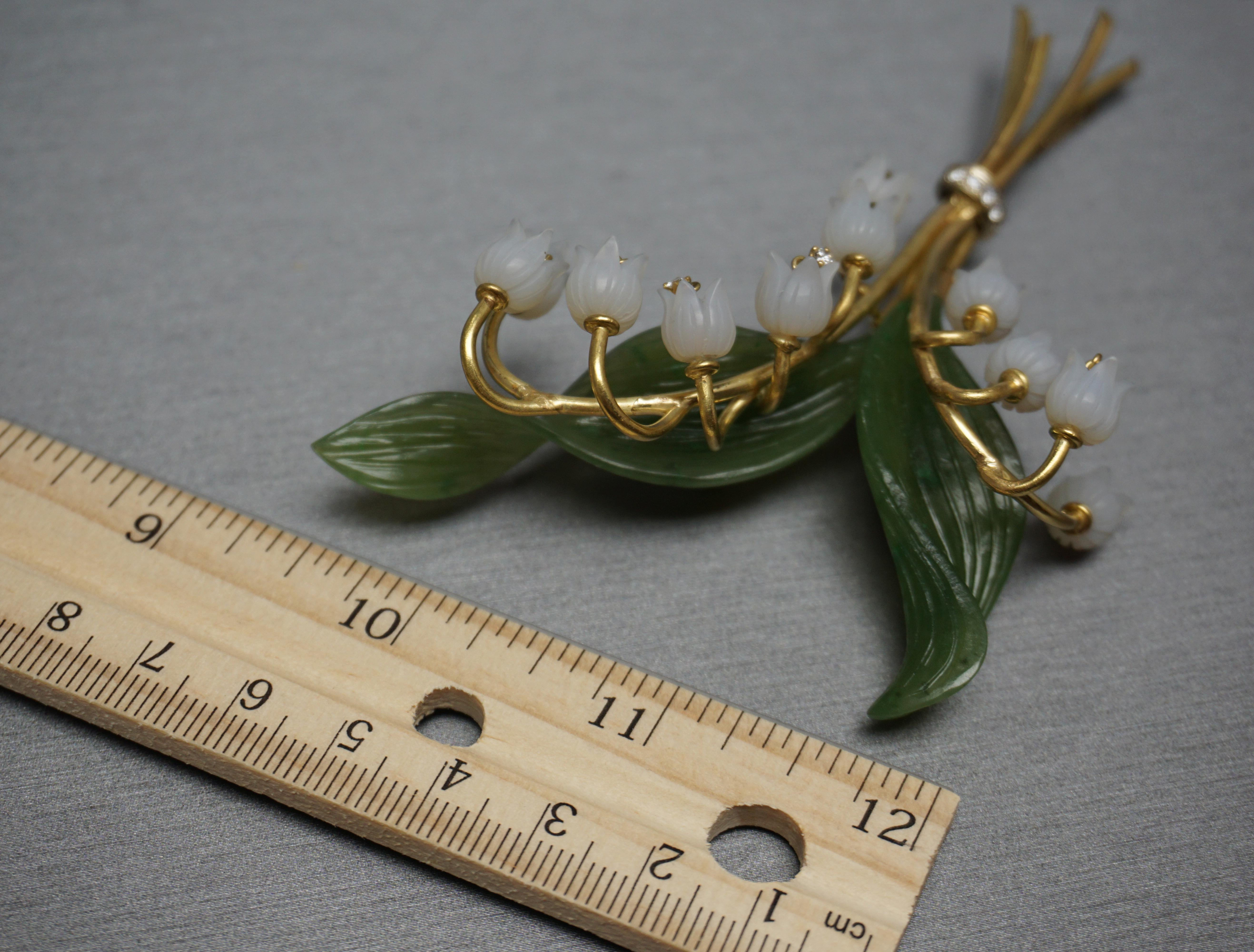 Antique Jade Lily Pin For Sale 2