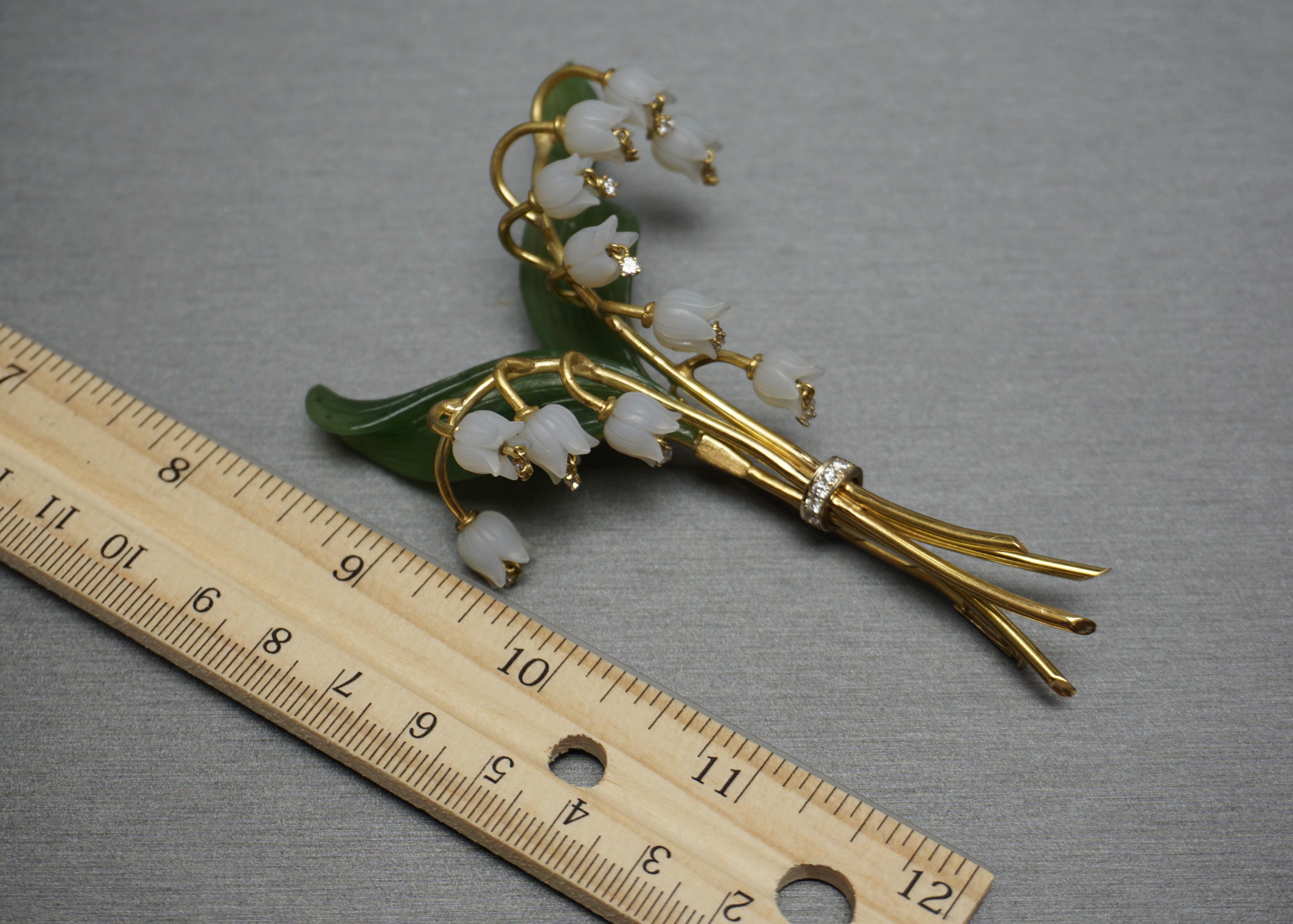 Antique Jade Lily Pin For Sale 1