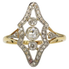 Antique 18K Gold Diamond Ring with Old European Cut Stones