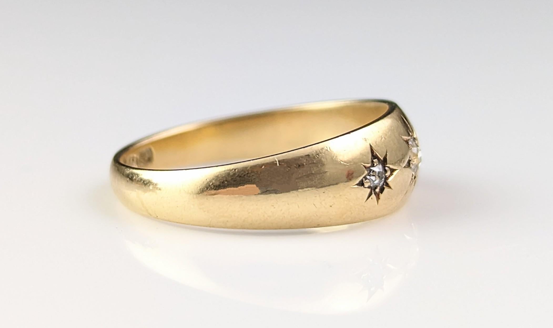 Antique 18k gold Diamond star set ring, celestial, Victorian  6