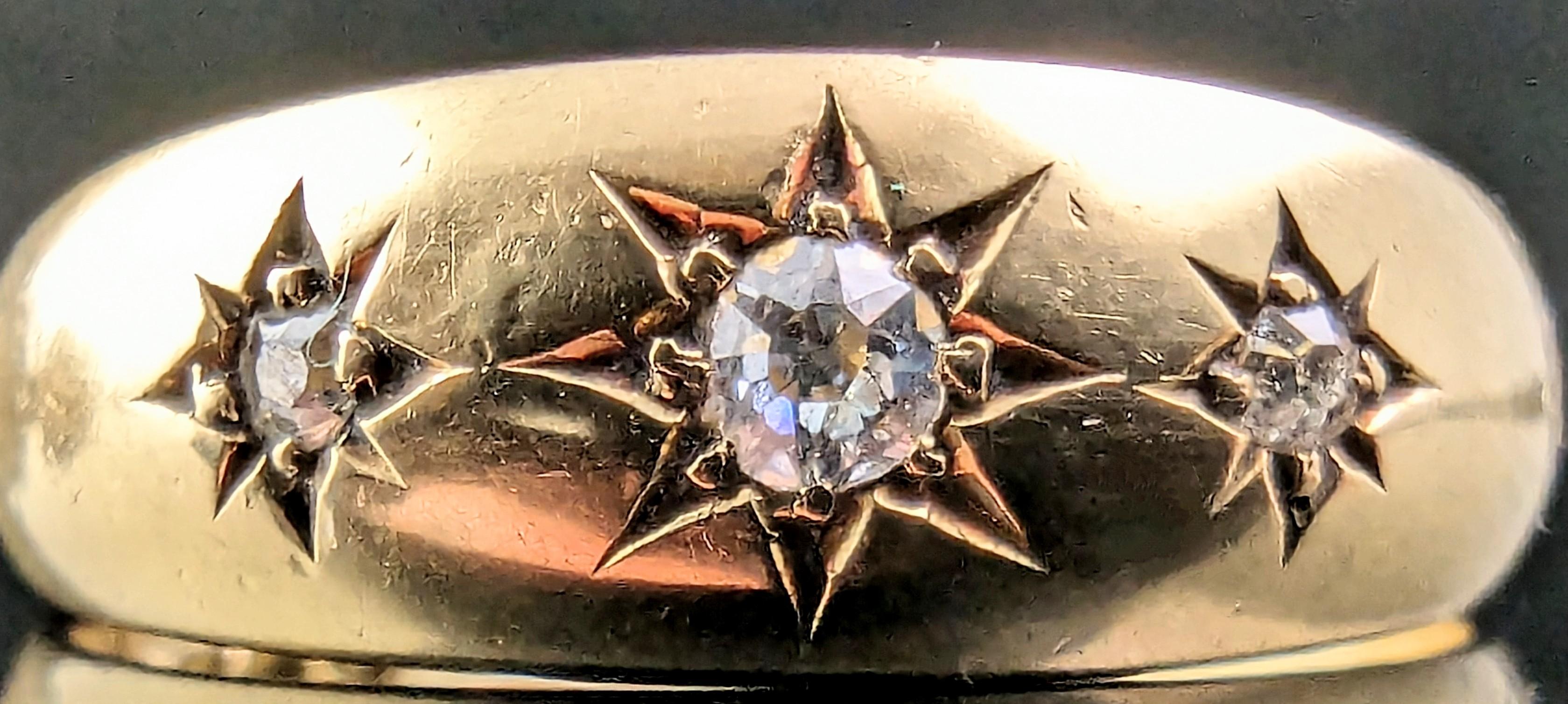 Antique 18k gold Diamond star set ring, celestial, Victorian  1
