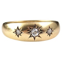 Antique 18k gold Diamond star set ring, celestial, Victorian 