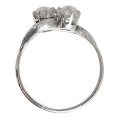 Antique 18k Gold Diamond Toi et Moi Crossover Engagement Ring, Circa 1920