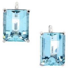 Antique 18k Gold Earrings with Aquamarines