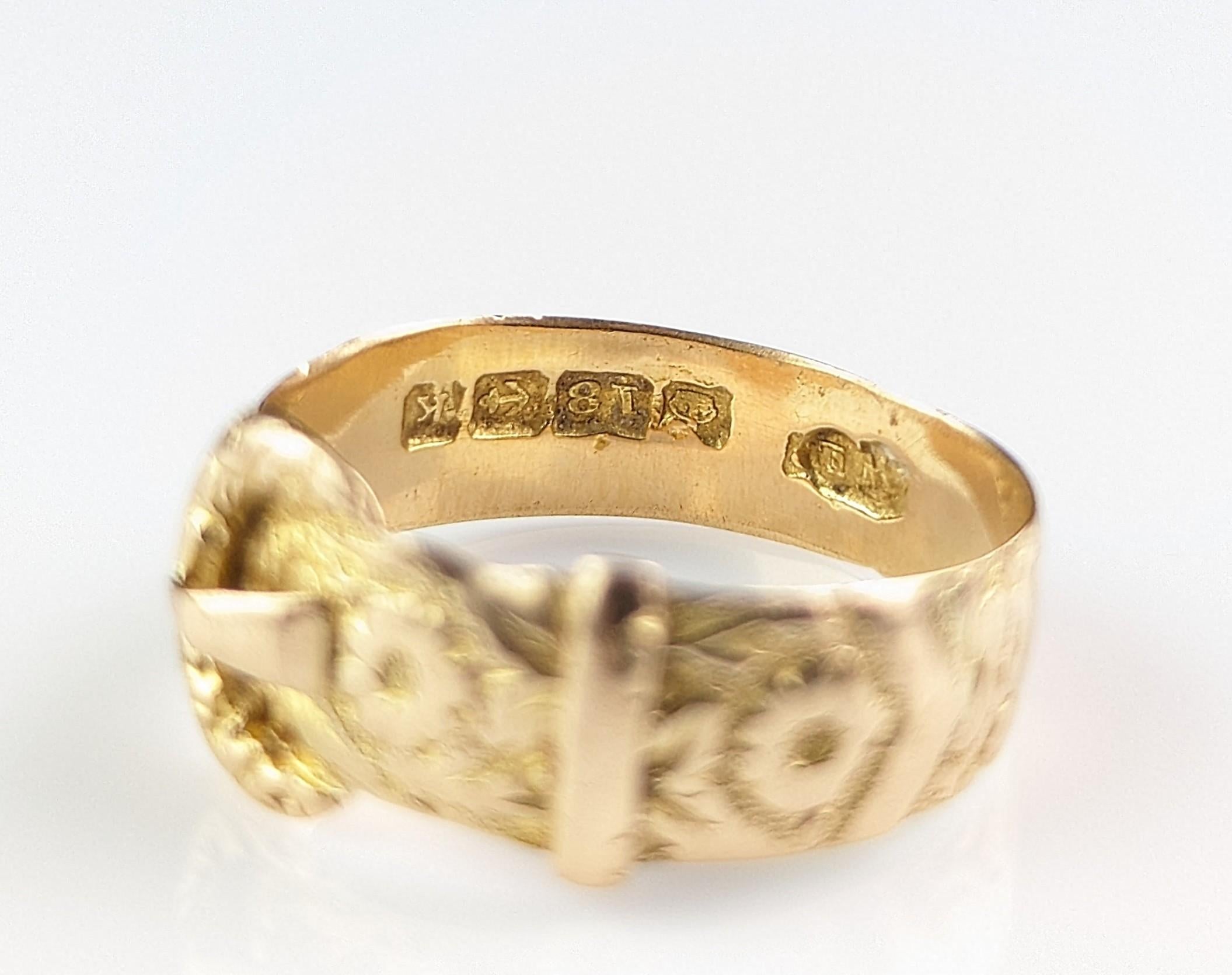 Antique 18k Gold Engraved Buckle Ring, Orange Blossom 6