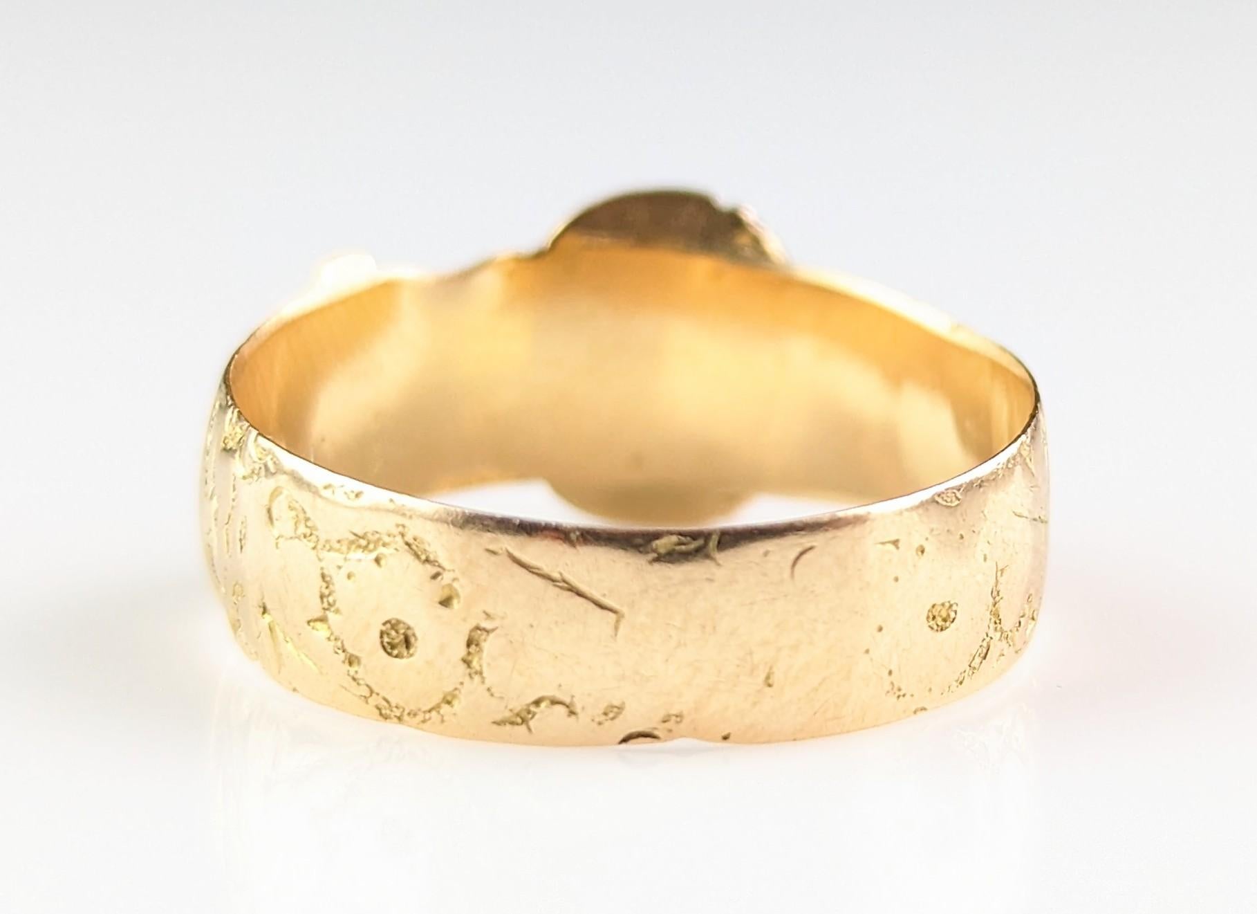 Antique 18k Gold Engraved Buckle Ring, Orange Blossom 7
