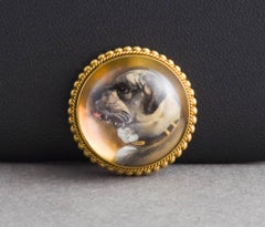 Antique 18K Gold Essex Crystal Dog Pendant or Custom Ring or Brooch