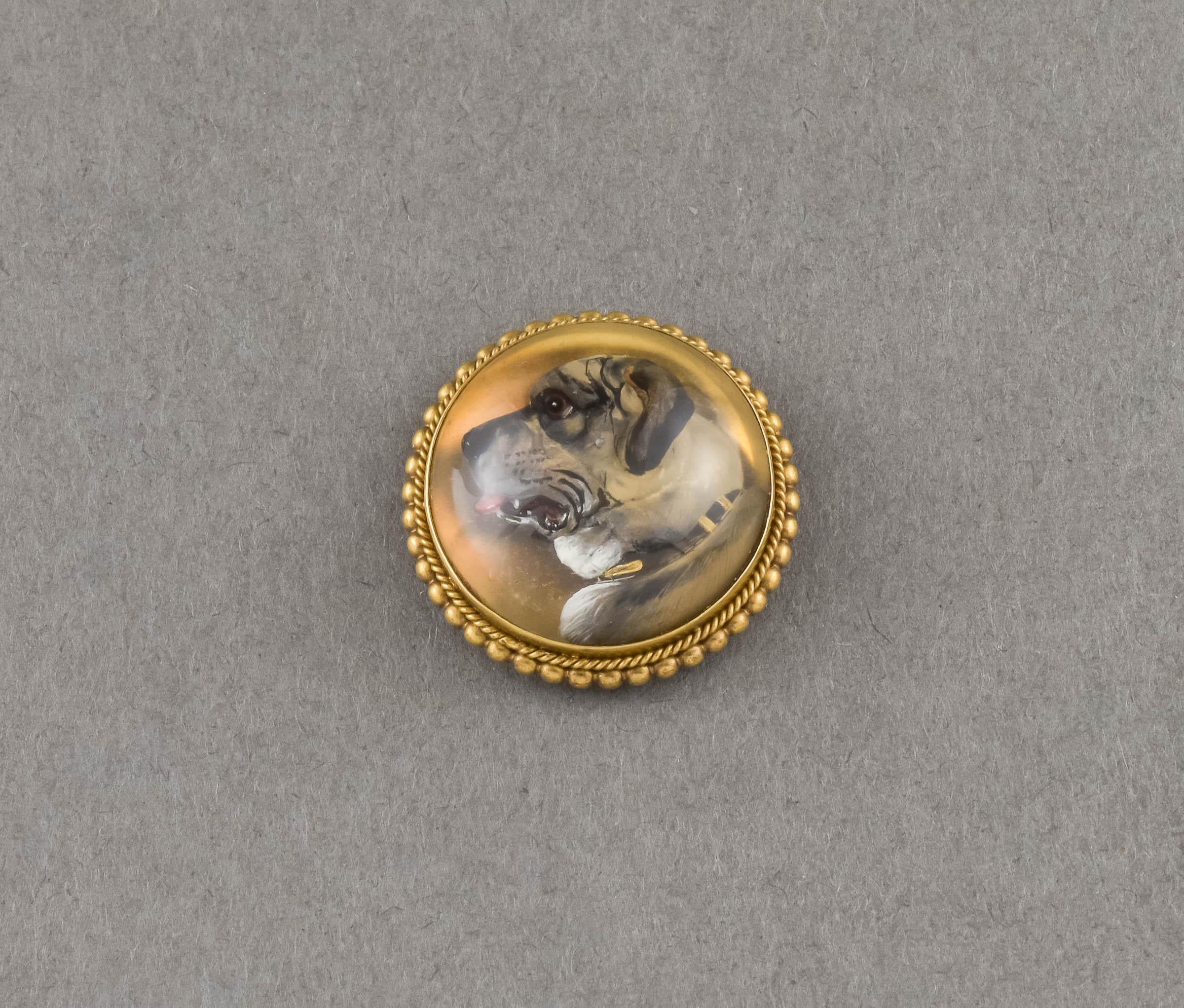 Victorian Antique 18K Gold Essex Crystal Dog Pendant or Custom Ring or Brooch