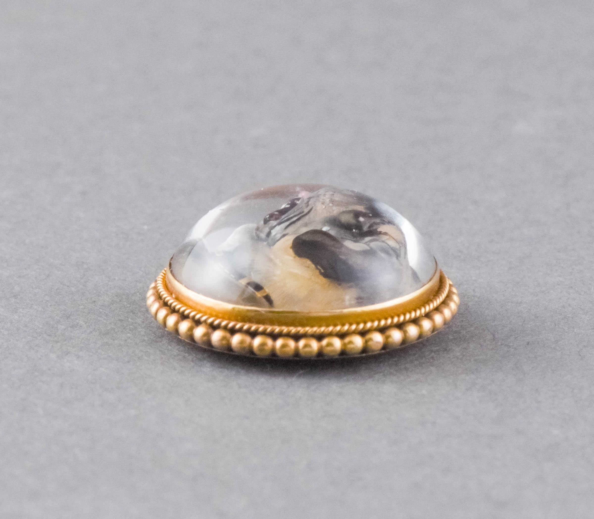 Women's or Men's Antique 18K Gold Essex Crystal Dog Pendant or Custom Ring or Brooch